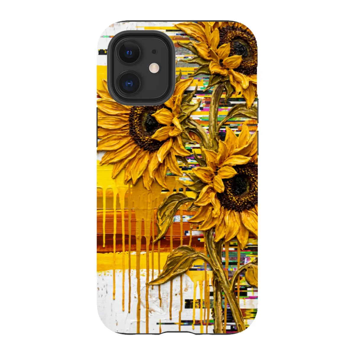 Sunflowers with Abstract Golden Chaos by Frida Lövström — iPhone 12 Mini Tough Case — Finnaij
