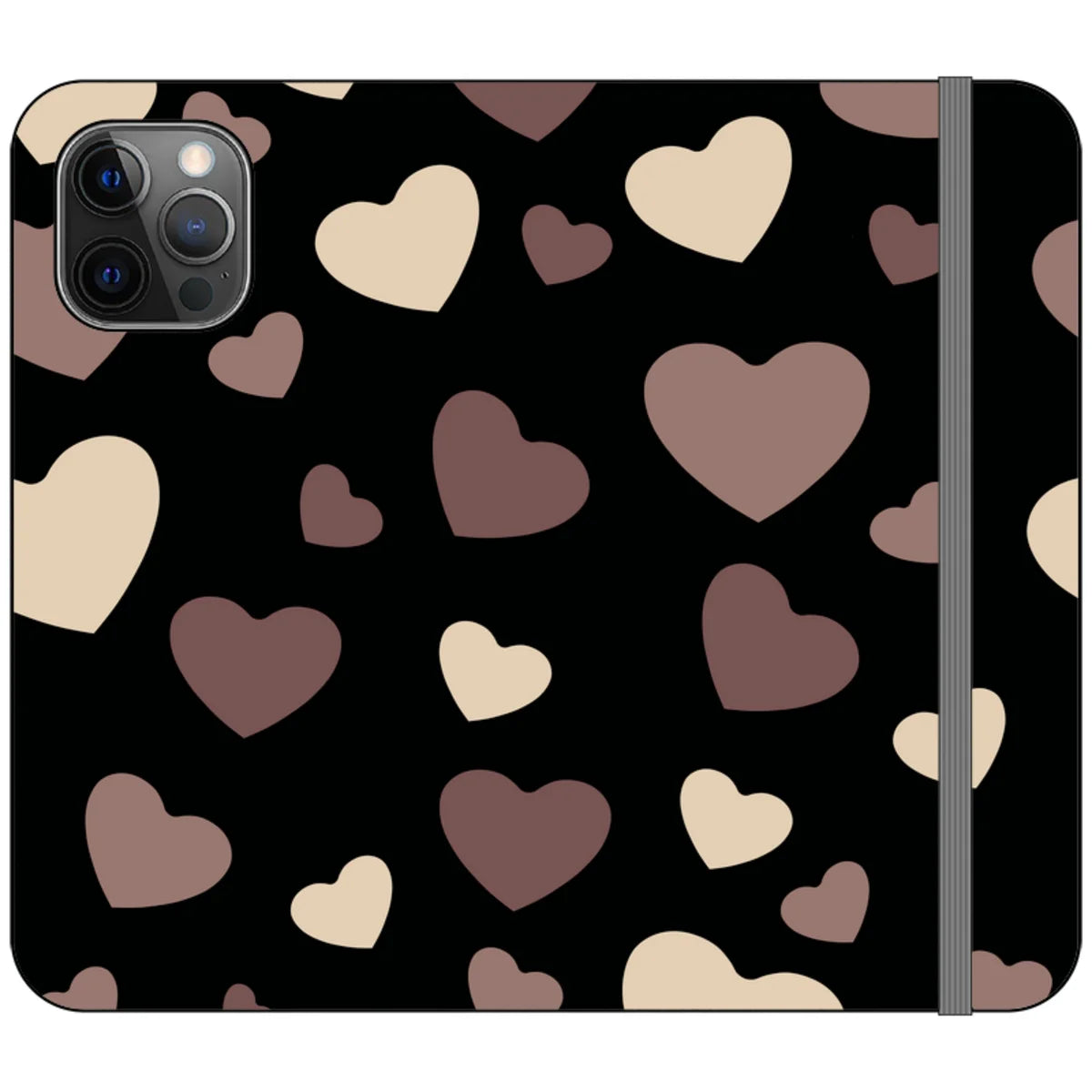 White & Black Hearts Vegan Leather — iPhone 12 Pro Wallet Case — Finnaij