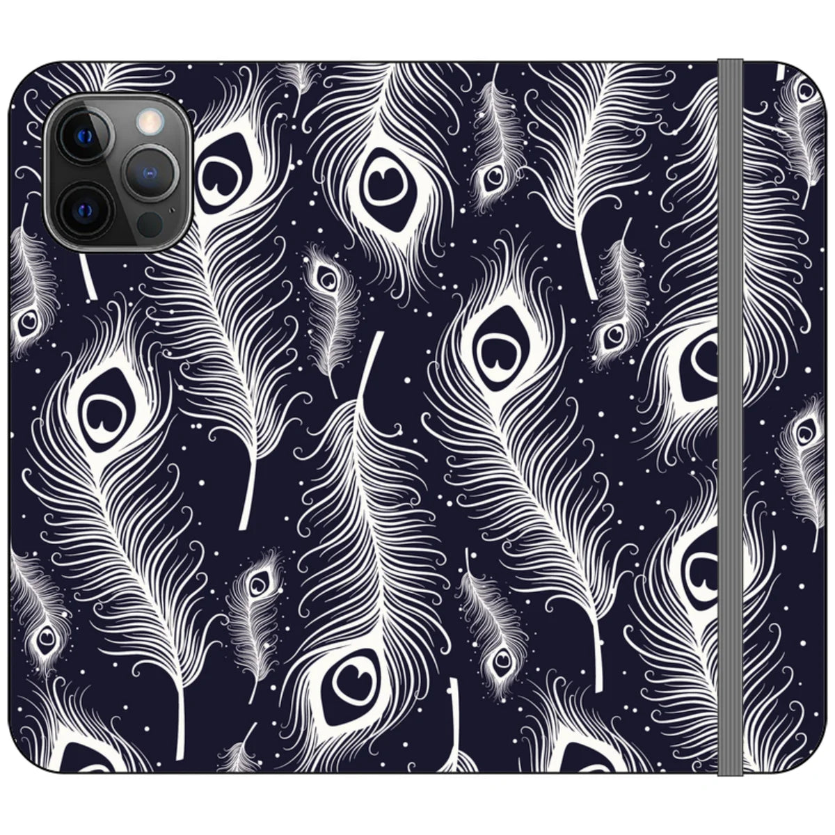 Feathers in Bloom Vegan Leather — iPhone 12 Pro Wallet Case — Finnaij