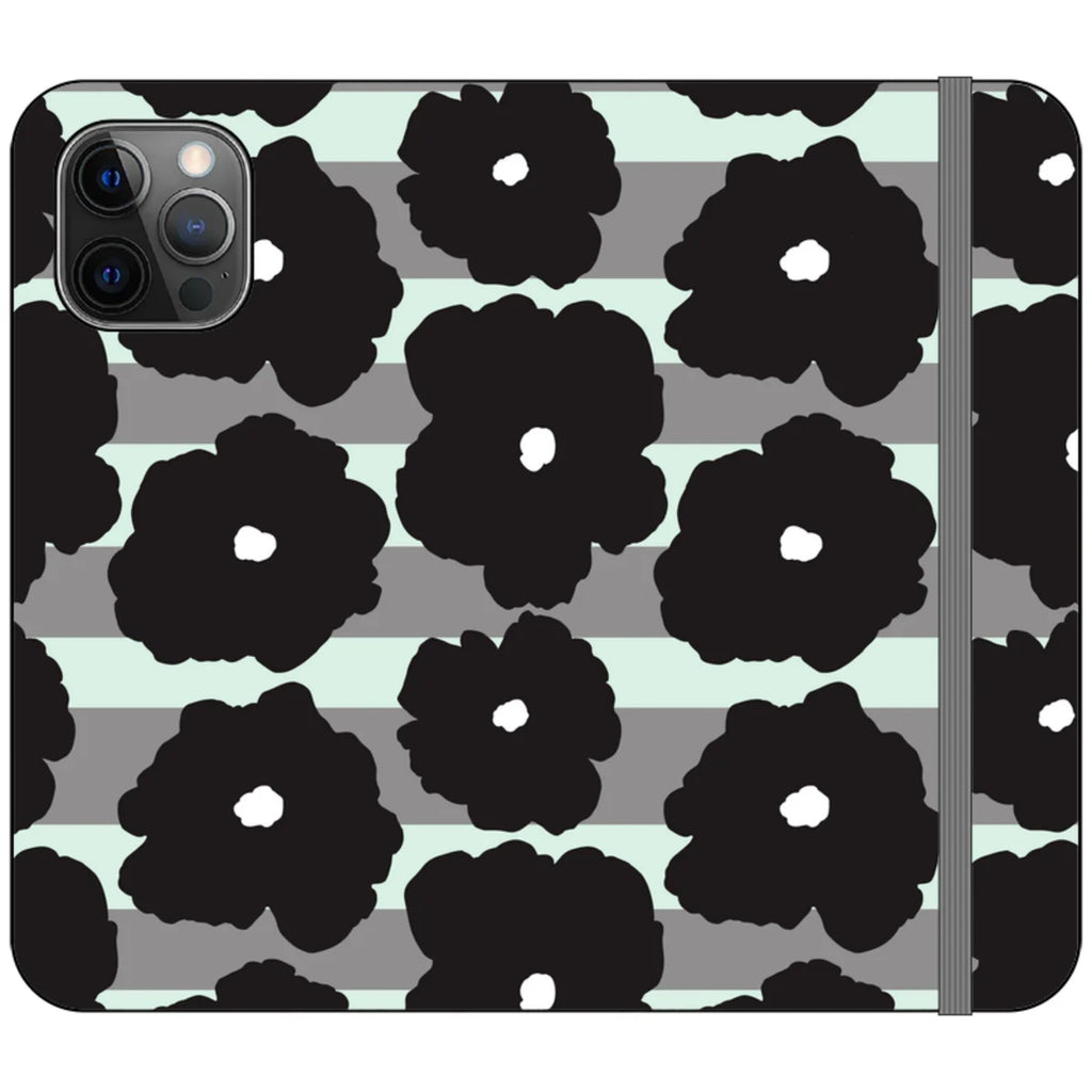 Bold Floral Black — iPhone 12 Pro Wallet Case — Finnaij