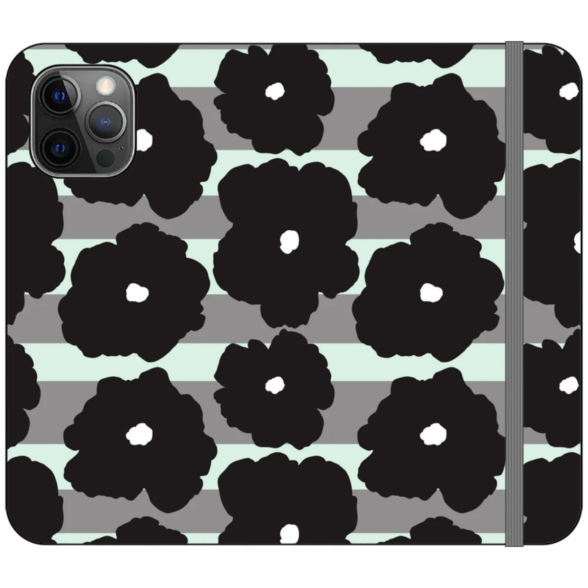 Bold Floral Black — iPhone 12 Pro Wallet Case — Finnaij