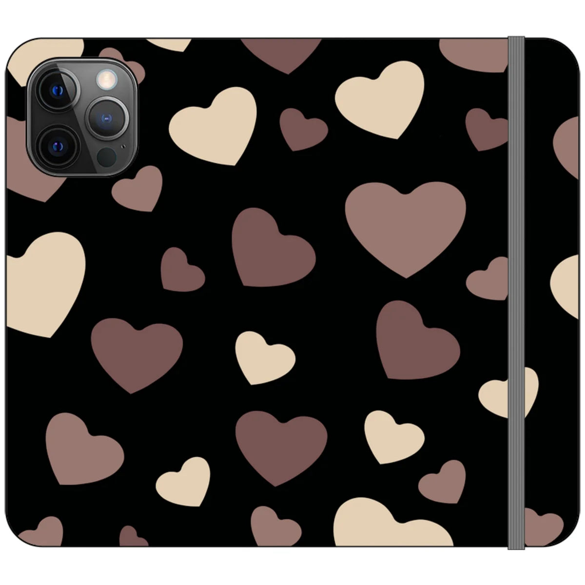 White & Black Hearts Vegan Leather — iPhone 12 Pro Max Wallet Case — Finnaij