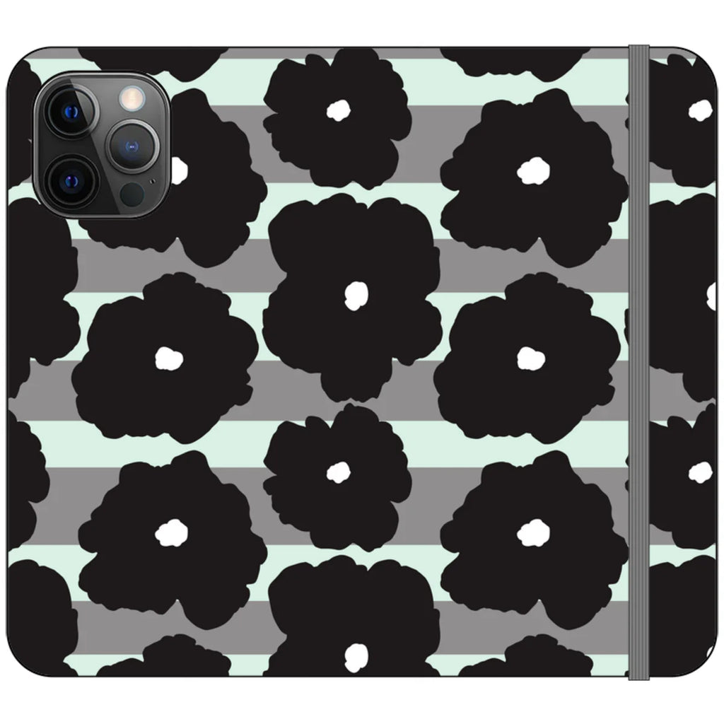 Bold Floral Black — iPhone 12 Pro Max Wallet Case — Finnaij