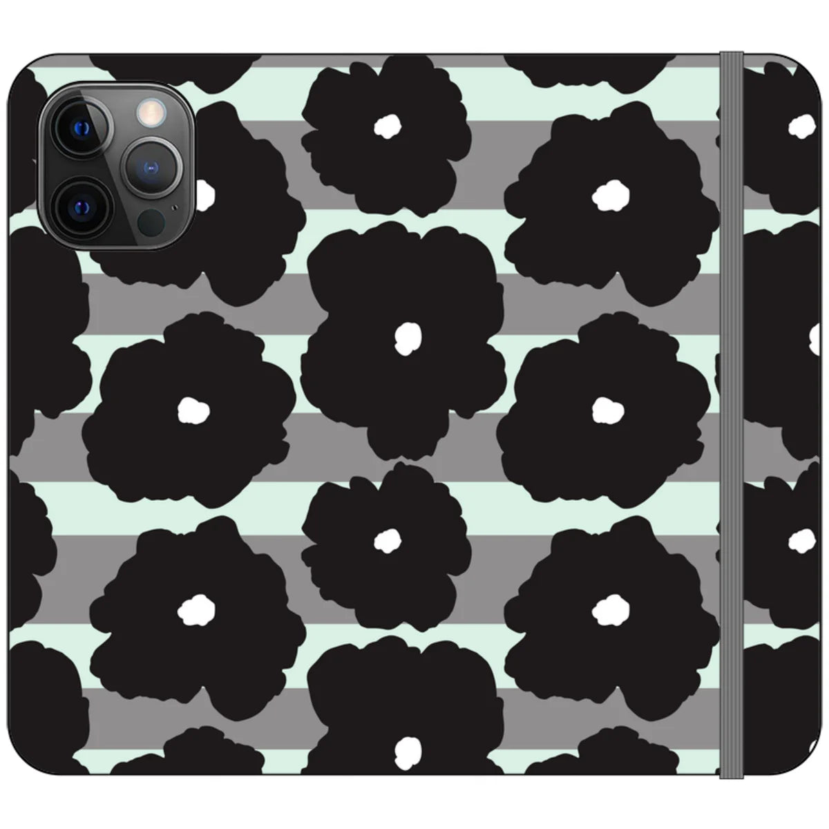 Bold Floral Black — iPhone 12 Pro Max Wallet Case — Finnaij