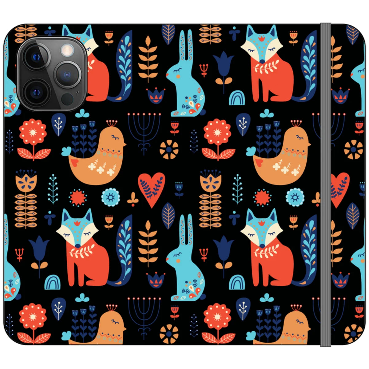 Nordic Ornament Black Vegan Leather — iPhone 12 Pro Max Wallet Case — Finnaij
