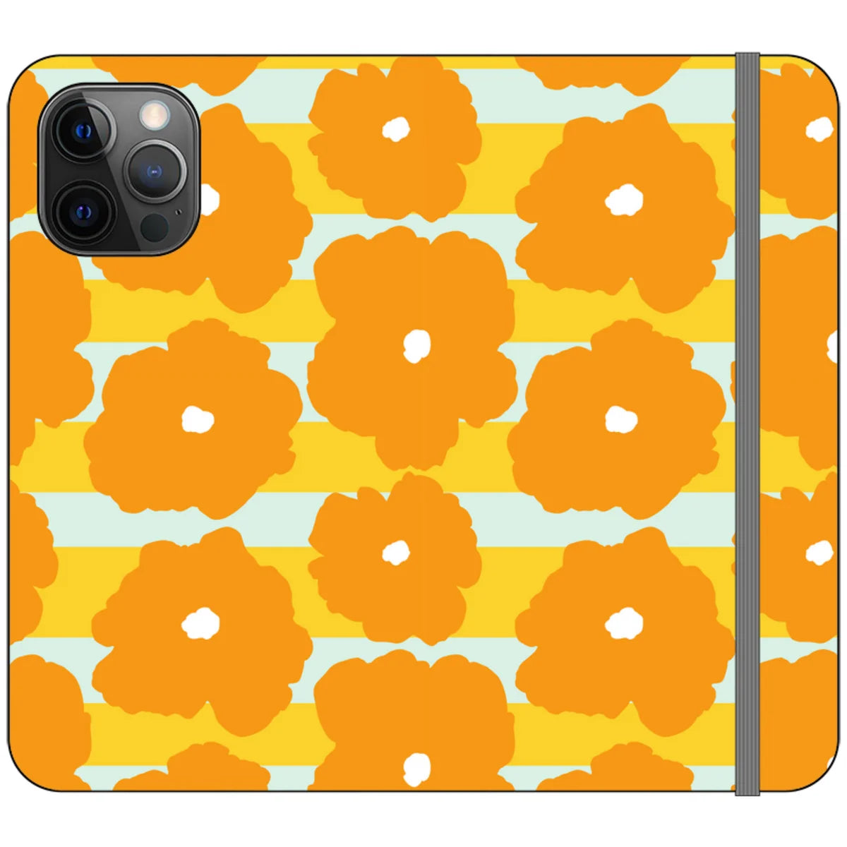 Bold Floral Orange — iPhone 12 Pro Max Wallet Case — Finnaij