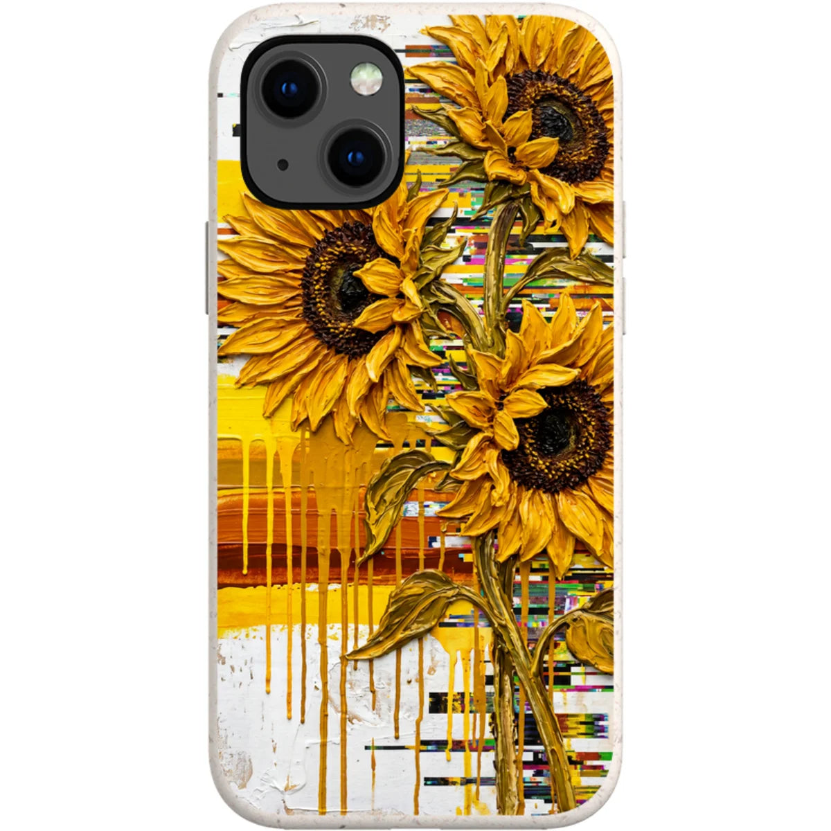Sunflowers with Abstract Golden Chaos by Frida Lövström — iPhone 13 iPhone Bio-degradable Case — Finnaij