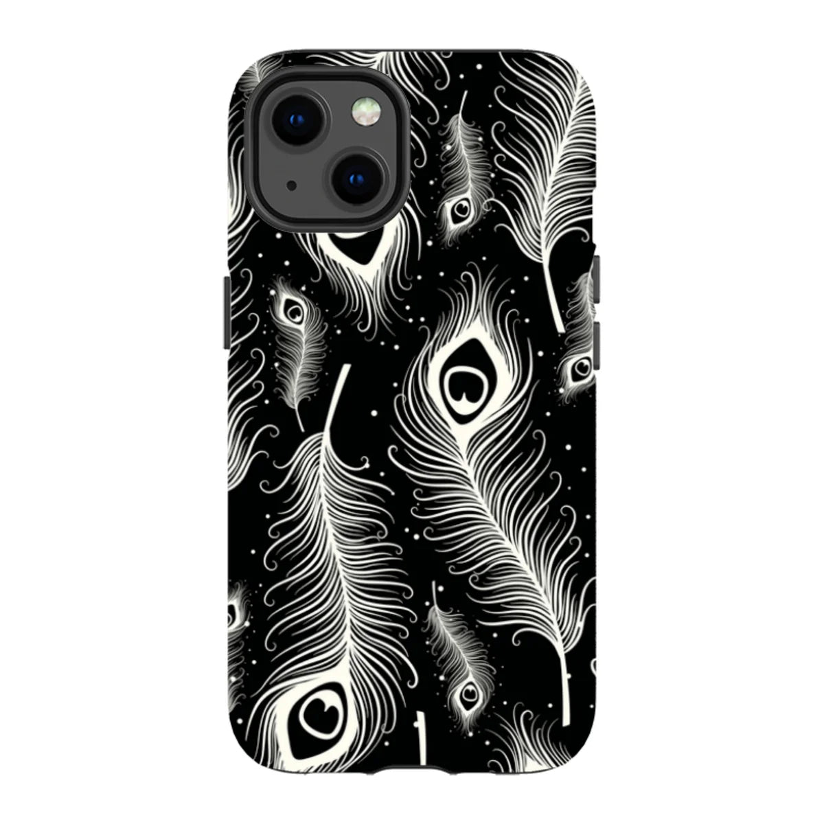 Feathers in Bloom Black — iPhone 13 Magsafe Tough Case — Finnaij