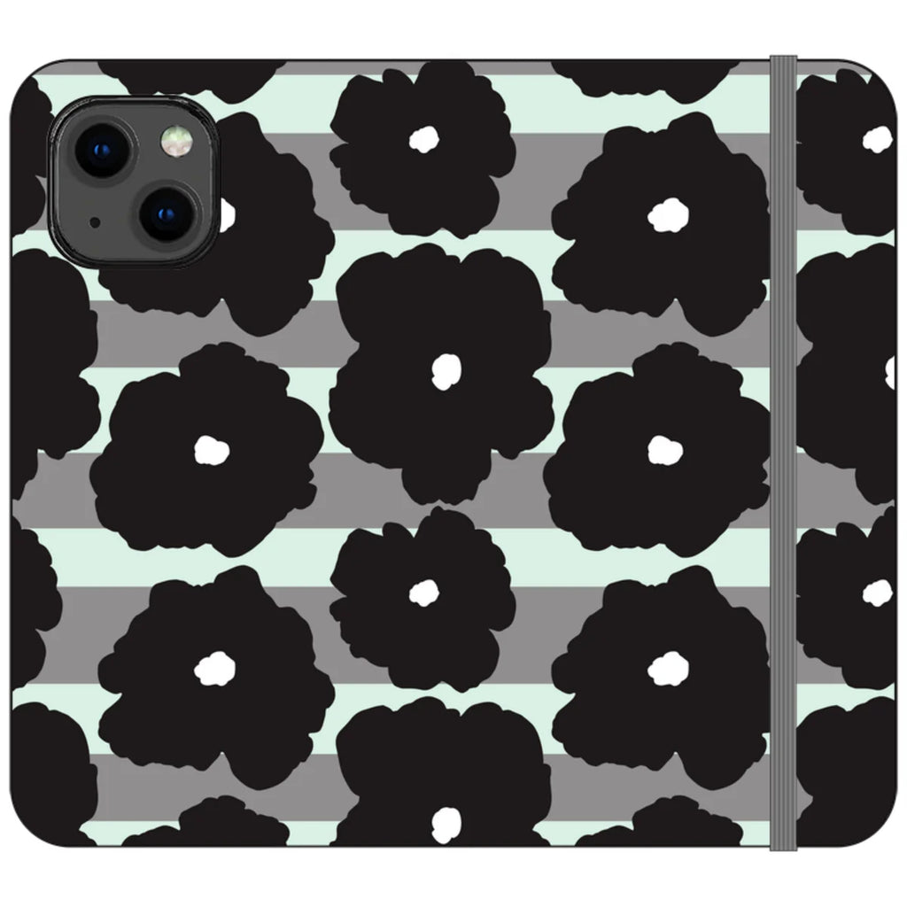 Bold Floral Black — iPhone 13 Wallet Case — Finnaij