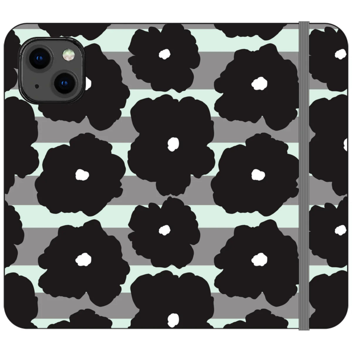 Bold Floral Black — iPhone 13 Wallet Case — Finnaij