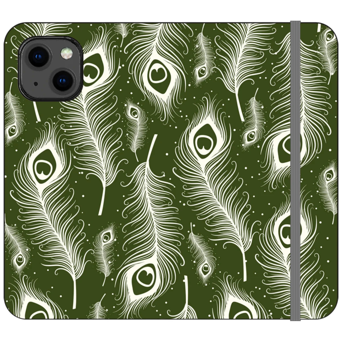 Feathers in Bloom Army Green — iPhone 13 Wallet Case — Finnaij