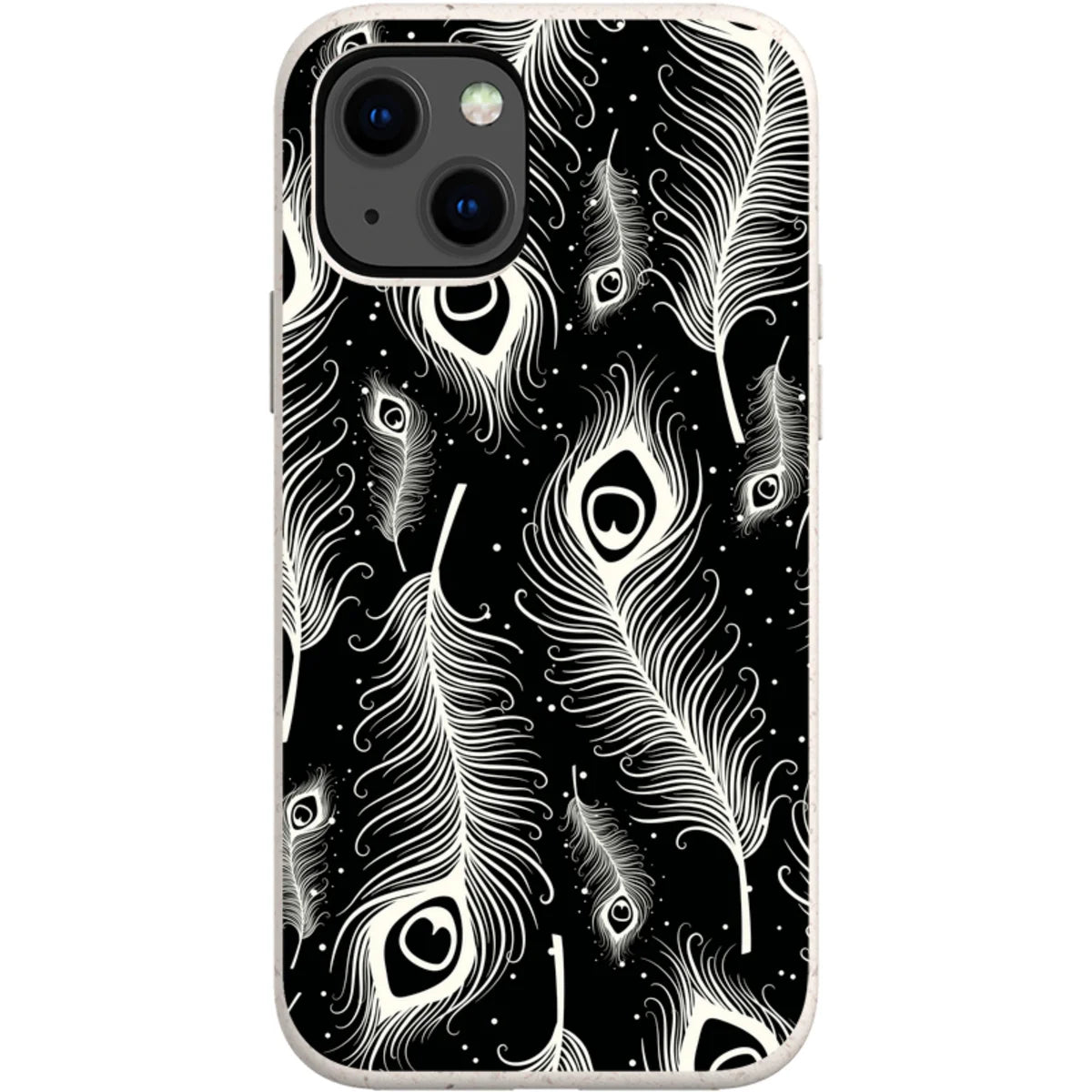 Feathers in Bloom Black — iPhone 13 Mini iPhone Bio-degradable Case — Finnaij