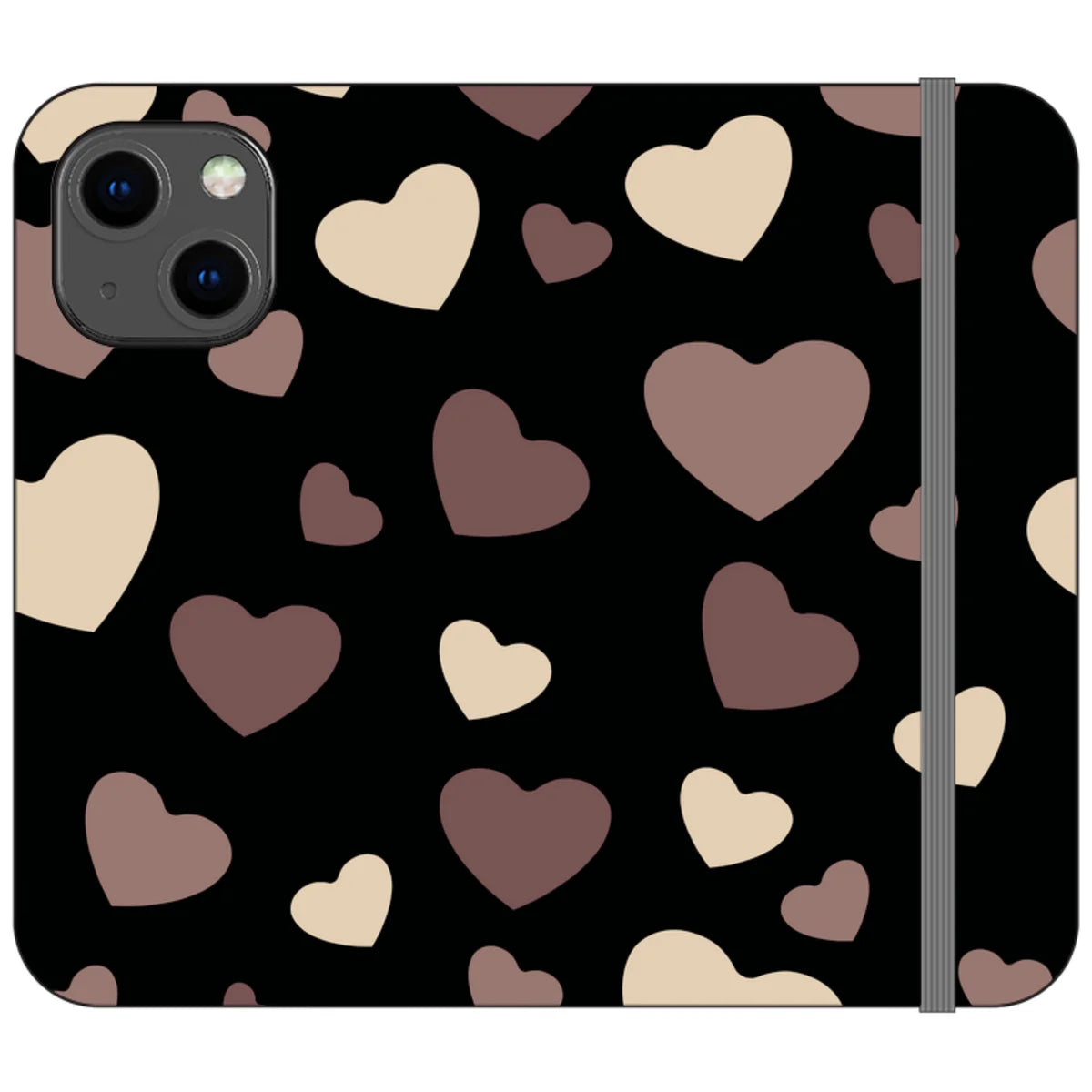White & Black Hearts Vegan Leather — iPhone 13 Mini Wallet Case — Finnaij