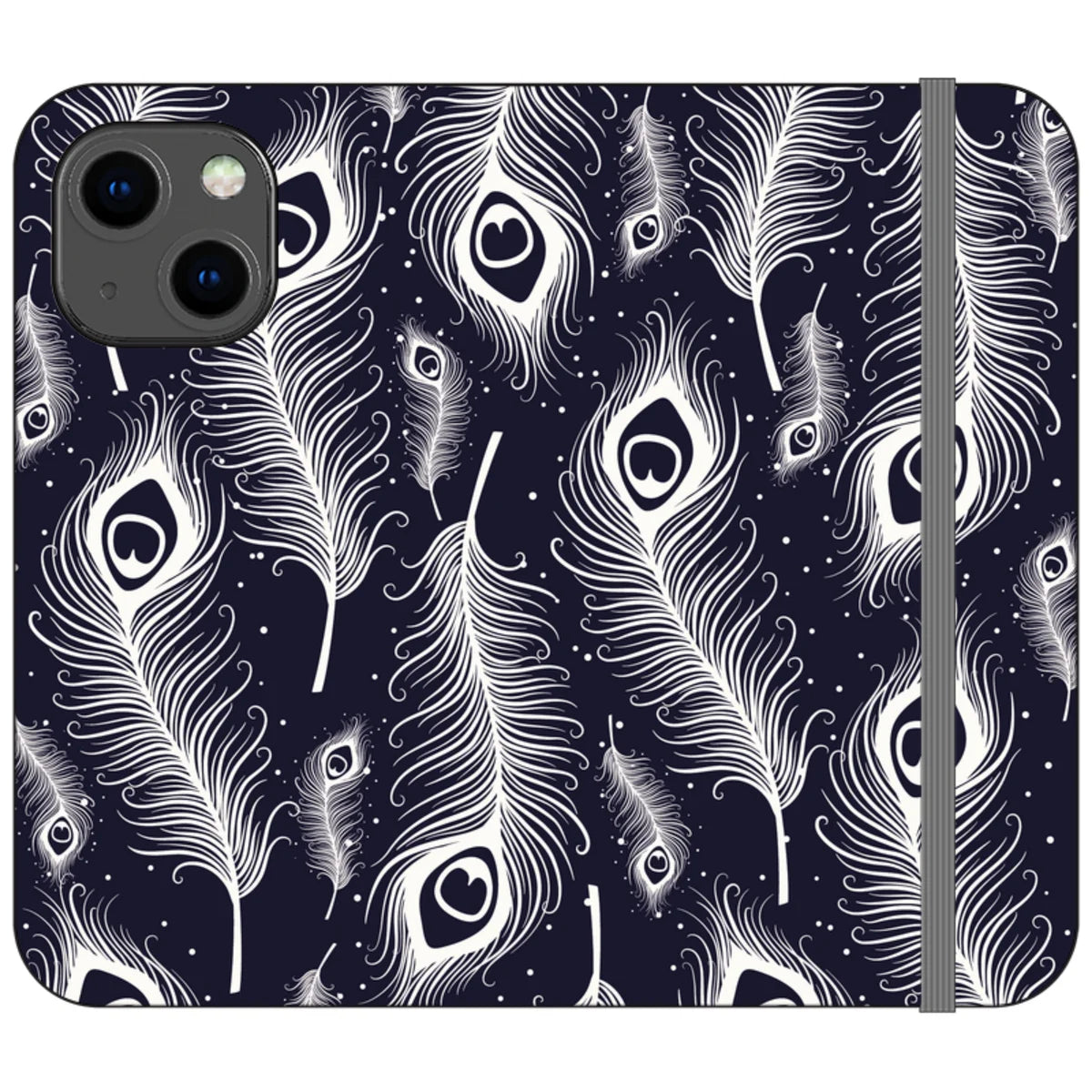 Feathers in Bloom Vegan Leather — iPhone 13 Mini Wallet Case — Finnaij