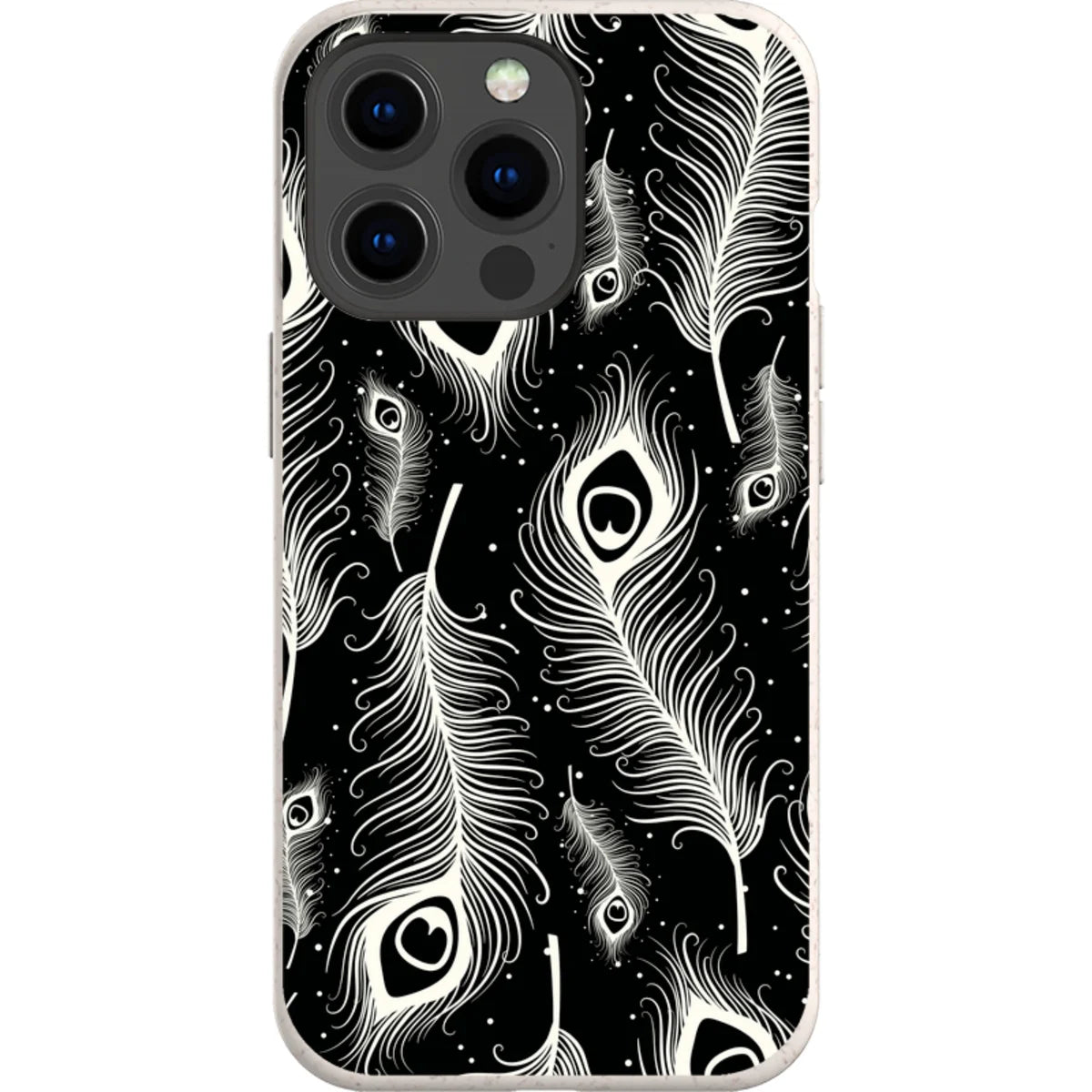 Feathers in Bloom Black — iPhone 13 Pro iPhone Bio-degradable Case — Finnaij
