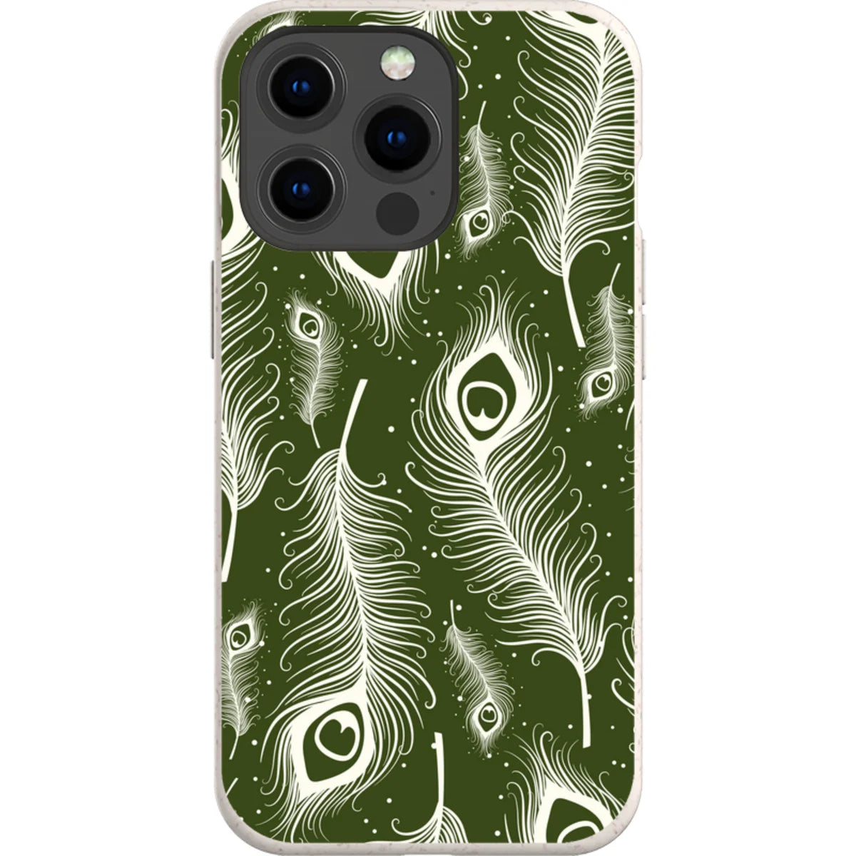 Feathers in Bloom Army Green — iPhone 13 Pro iPhone Bio-degradable Case — Finnaij