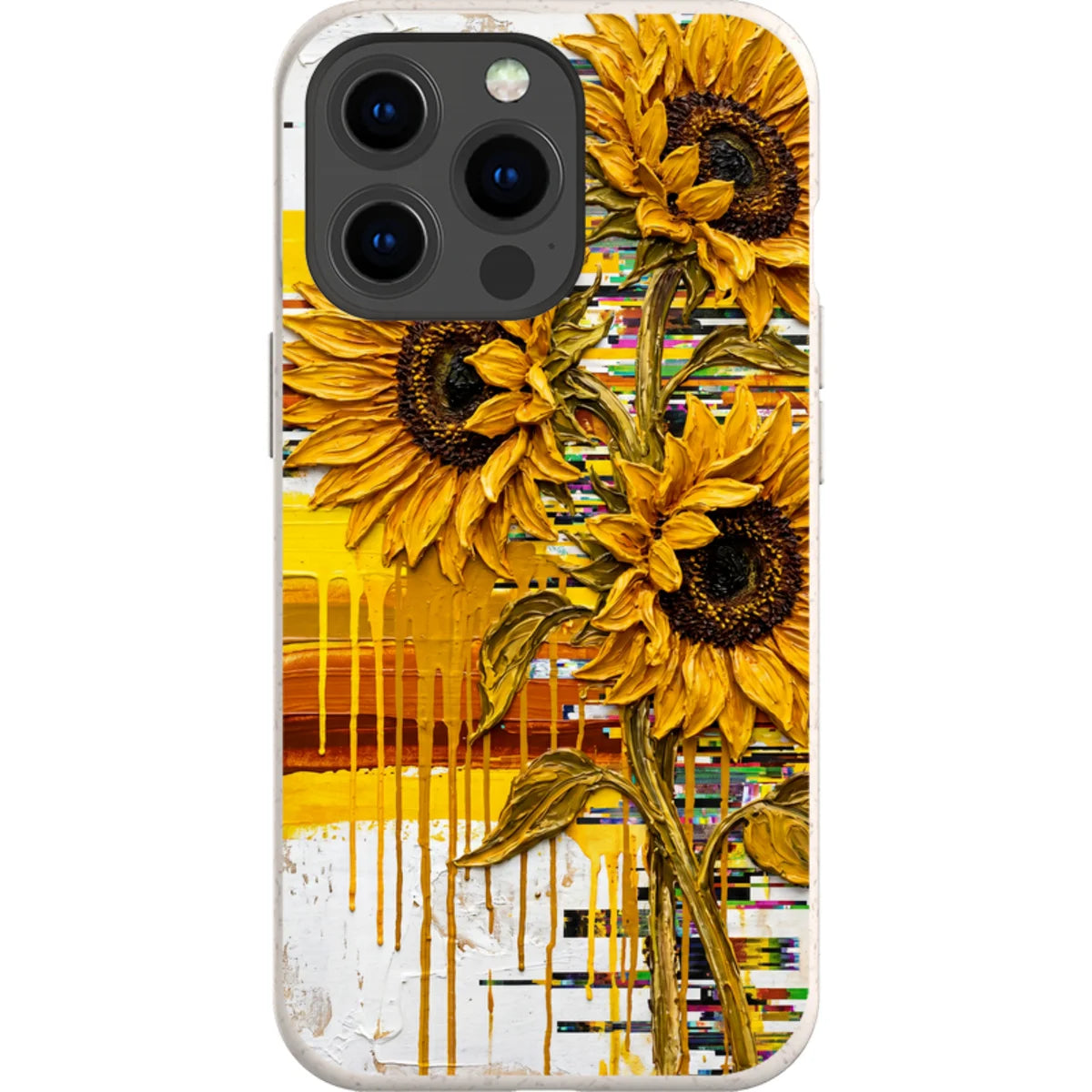 Sunflowers with Abstract Golden Chaos by Frida Lövström — iPhone 13 Pro iPhone Bio-degradable Case — Finnaij