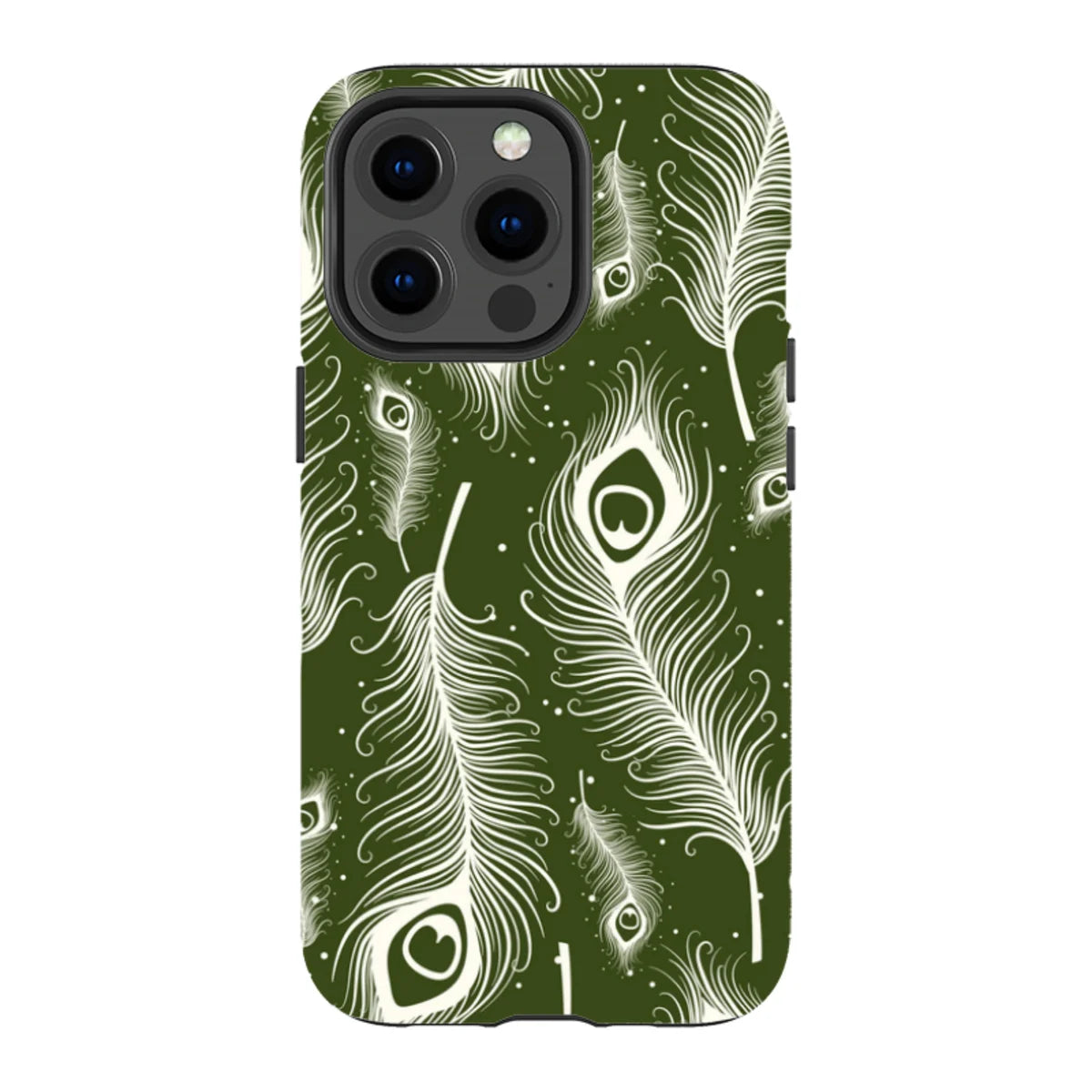 Feathers in Bloom Army Green — iPhone 13 Pro Magsafe Tough Case — Finnaij