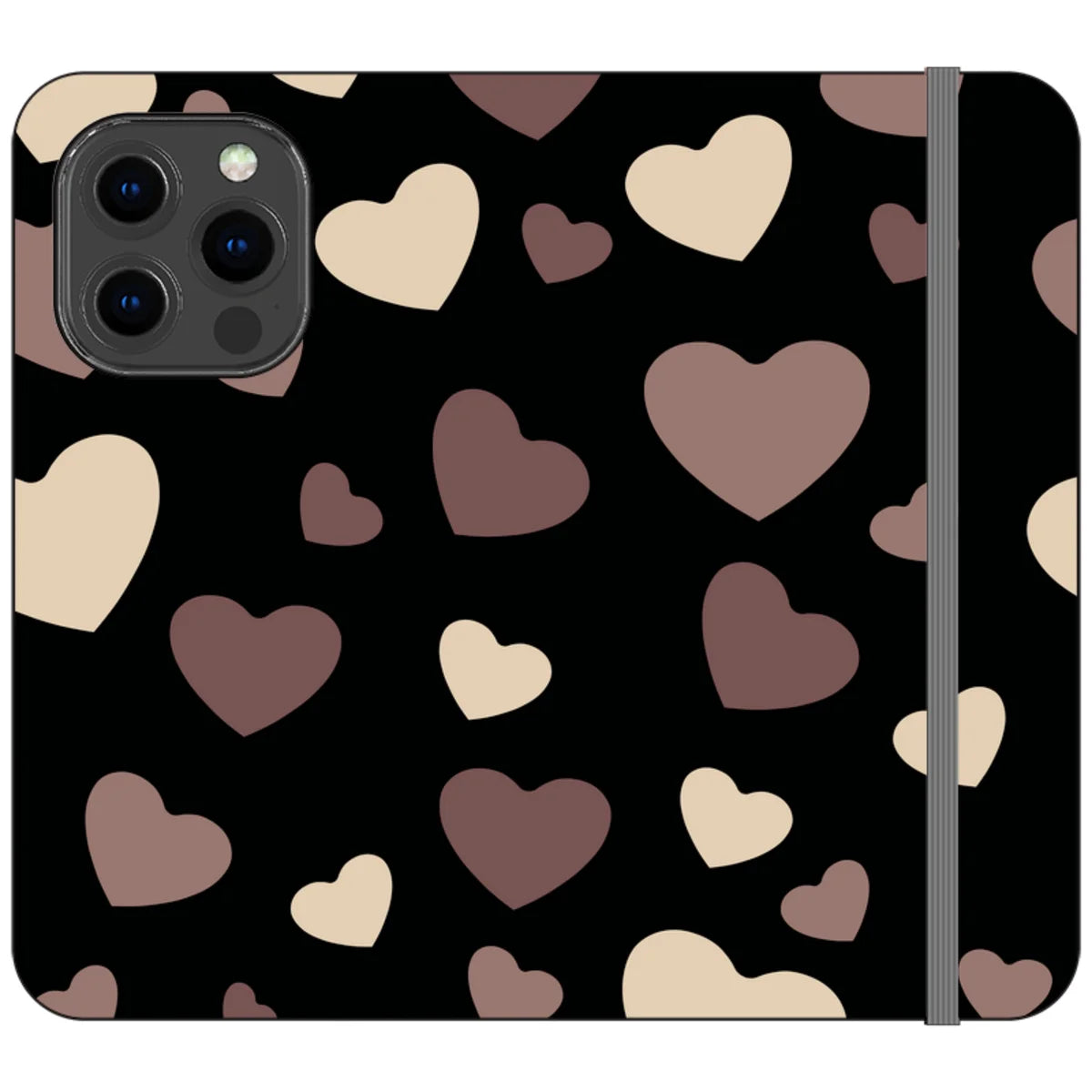 White & Black Hearts Vegan Leather — iPhone 13 Pro Wallet Case — Finnaij