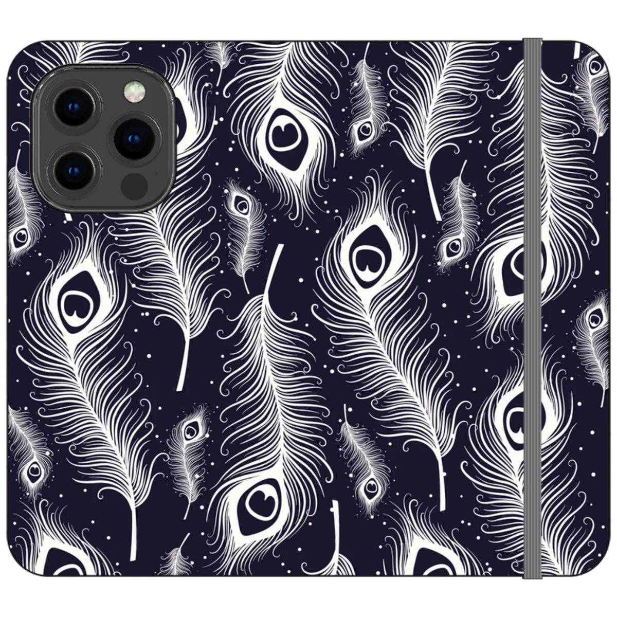 Feathers in Bloom Vegan Leather — iPhone 13 Pro Wallet Case — Finnaij