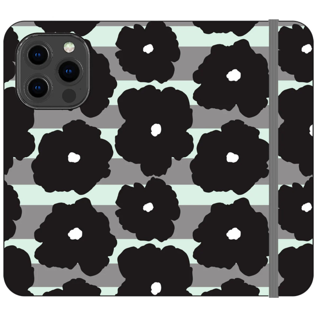 Bold Floral Black — iPhone 13 Pro Wallet Case — Finnaij