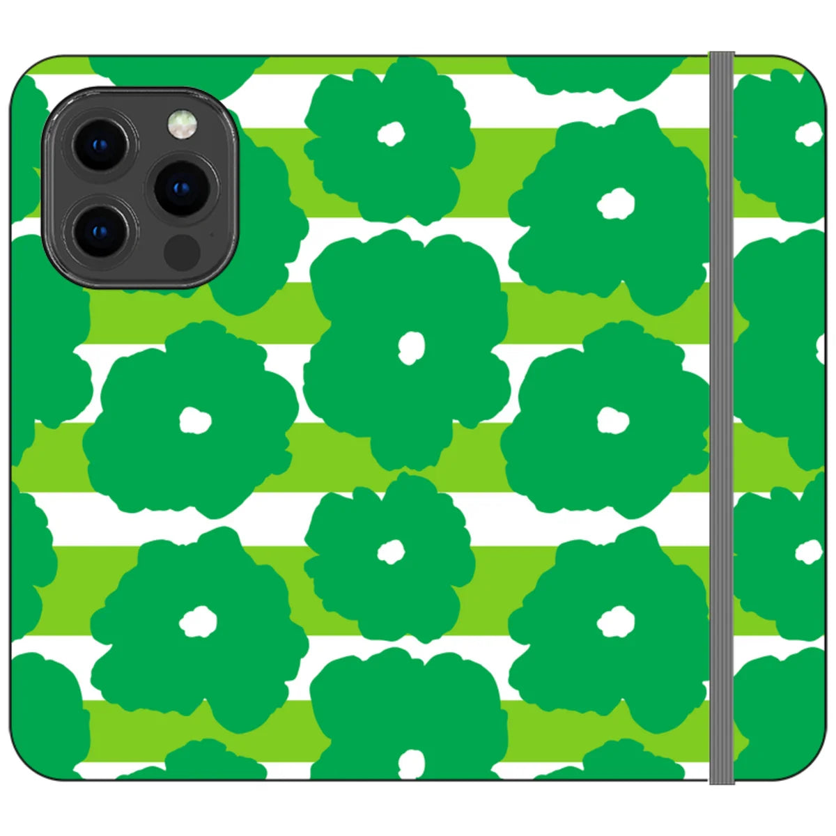 Bold Floral Green Vegan Leather — iPhone 13 Pro Wallet Case — Finnaij