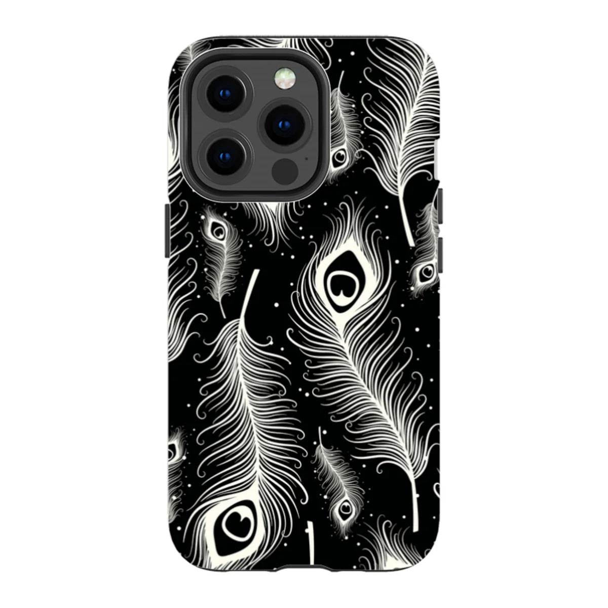 Feathers in Bloom Black — iPhone 13 Pro Tough Case — Finnaij