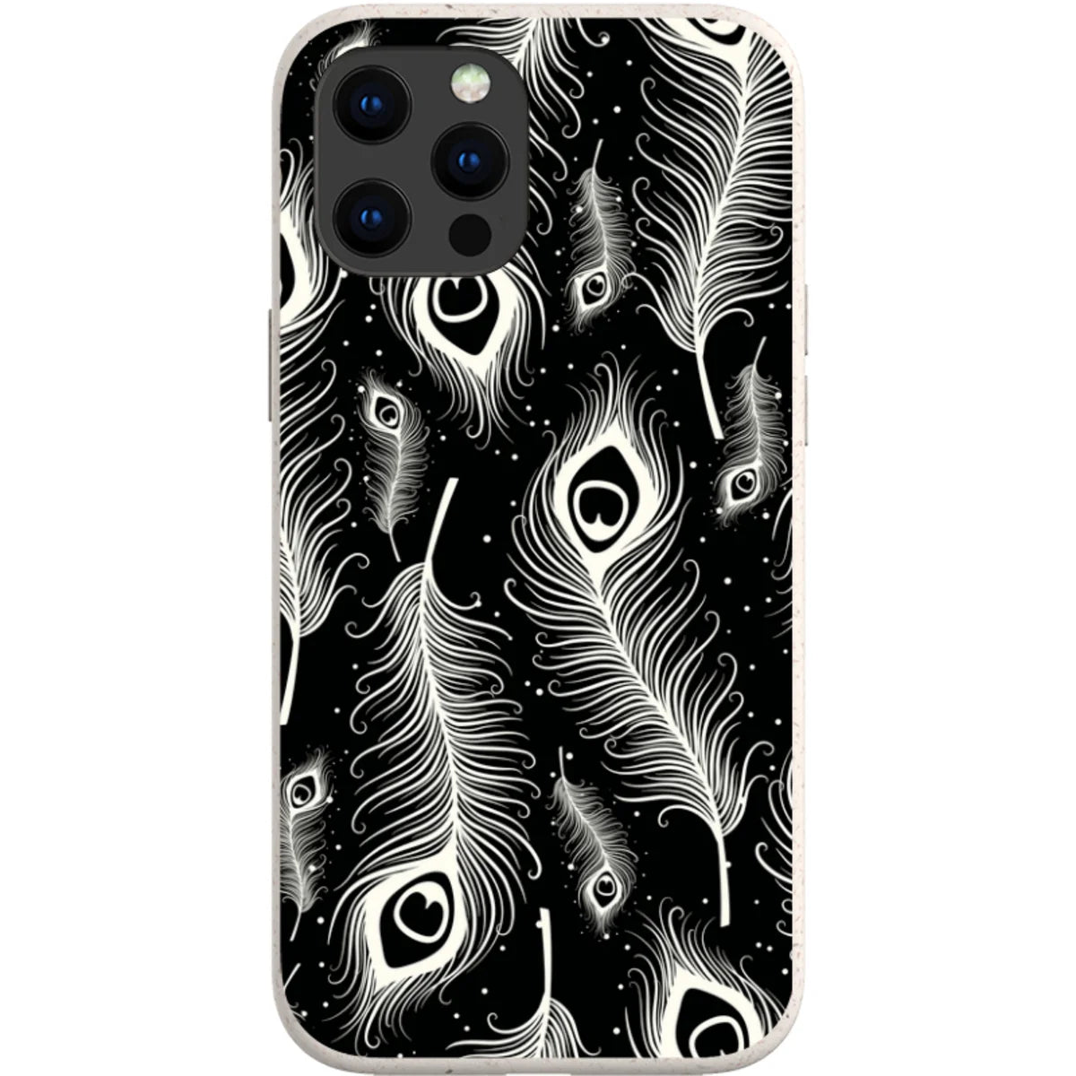 Feathers in Bloom Black — iPhone 13 Pro Max iPhone Bio-degradable Case — Finnaij