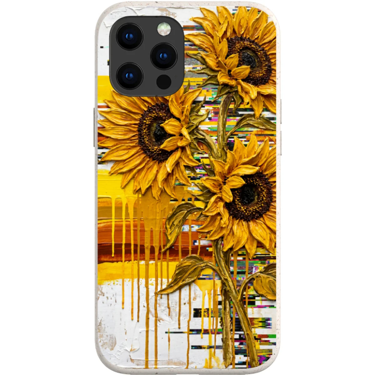 Sunflowers with Abstract Golden Chaos by Frida Lövström — iPhone 13 Pro Max iPhone Bio-degradable Case — Finnaij