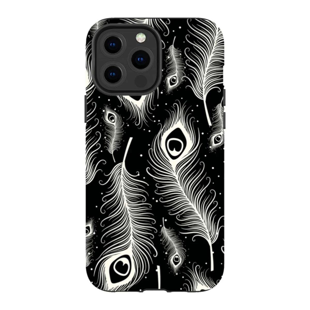 Feathers in Bloom Black — iPhone 13 Pro Max Magsafe Tough Case — Finnaij
