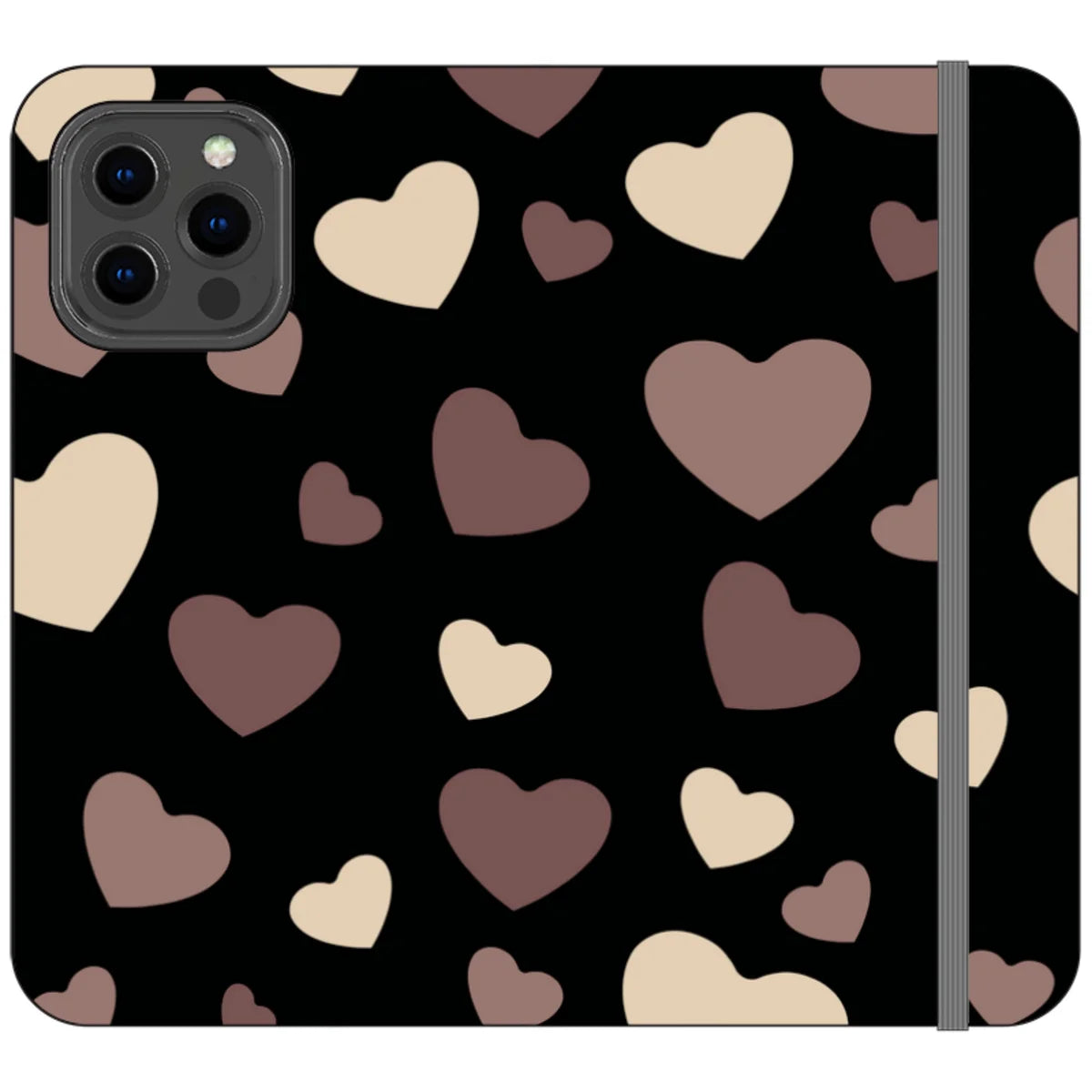 White & Black Hearts Vegan Leather — iPhone 13 Pro Max Wallet Case — Finnaij