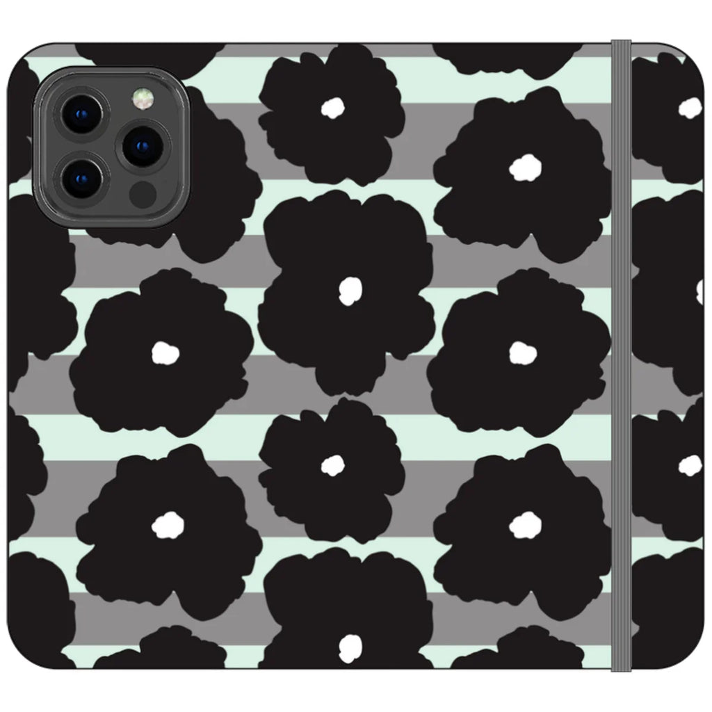 Bold Floral Black — iPhone 13 Pro Max Wallet Case — Finnaij