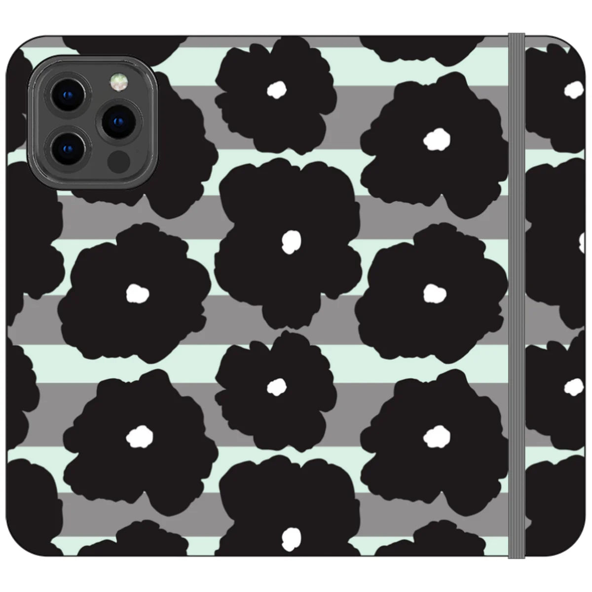 Bold Floral Black — iPhone 13 Pro Max Wallet Case — Finnaij