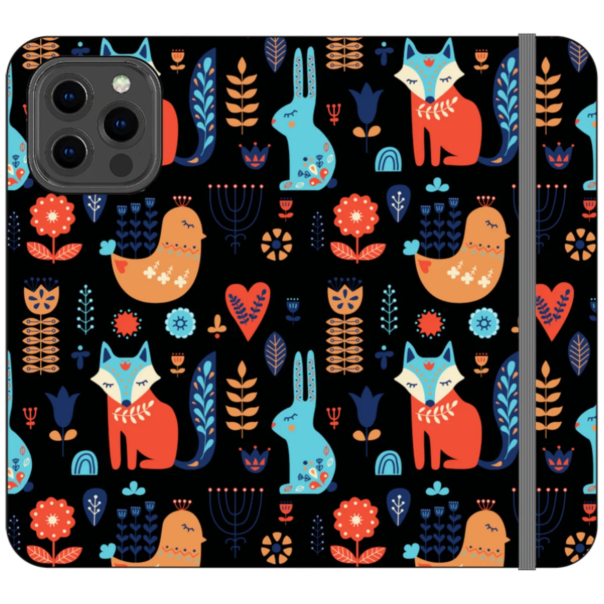 Nordic Ornament Black Vegan Leather — iPhone 13 Pro Max Wallet Case — Finnaij