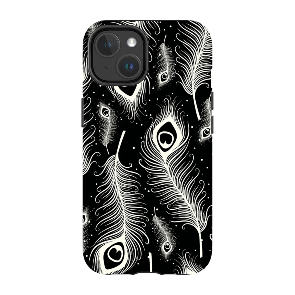 Feathers in Bloom Black — iPhone 14 Magsafe Tough Case — Finnaij