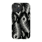Feathers in Bloom Black — iPhone 14 Magsafe Tough Case — Finnaij