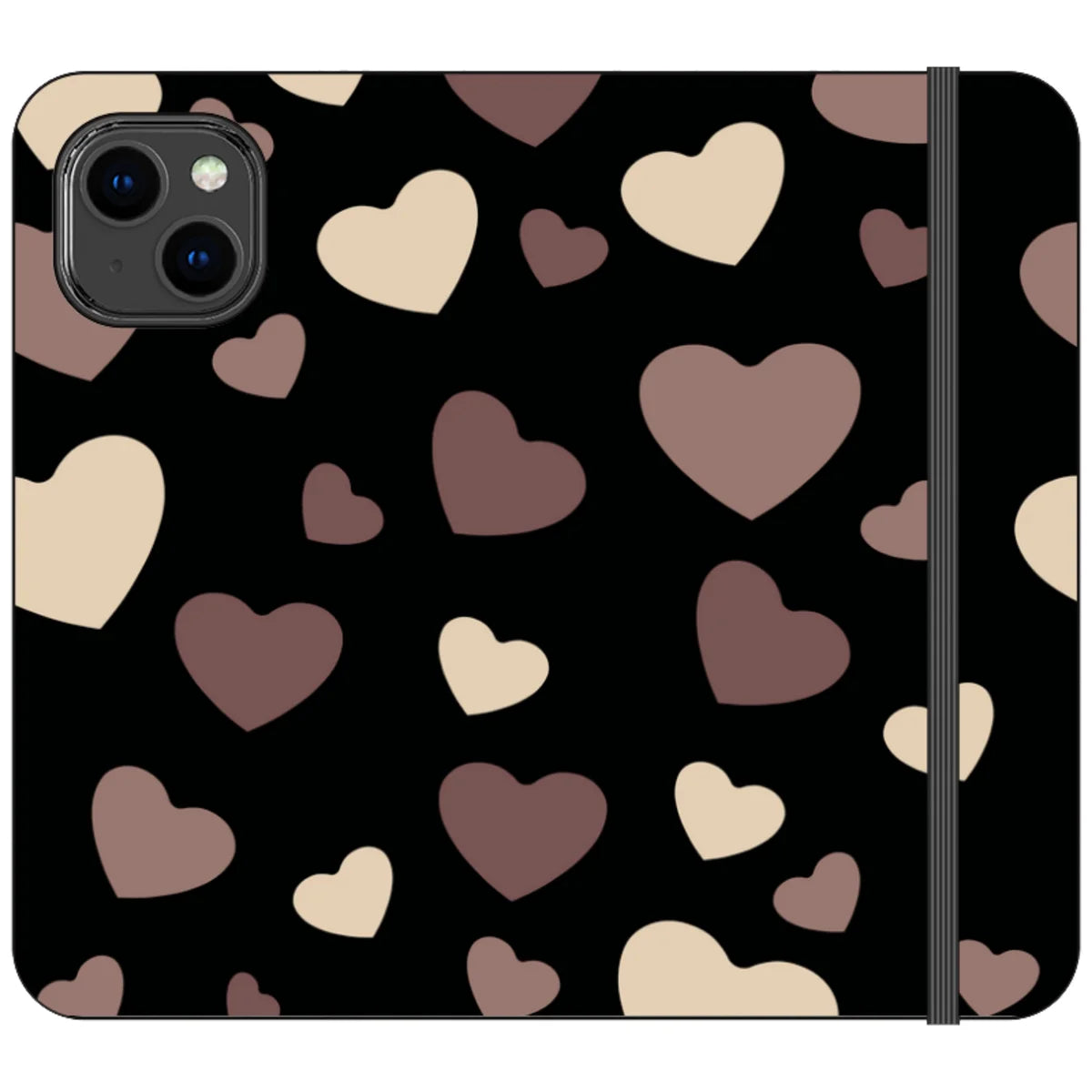 White & Black Hearts Vegan Leather — iPhone 14 Wallet Case — Finnaij