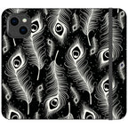Feathers in Bloom Black- iPhone Folio Wallet Case — iPhone 14 — Finnaij