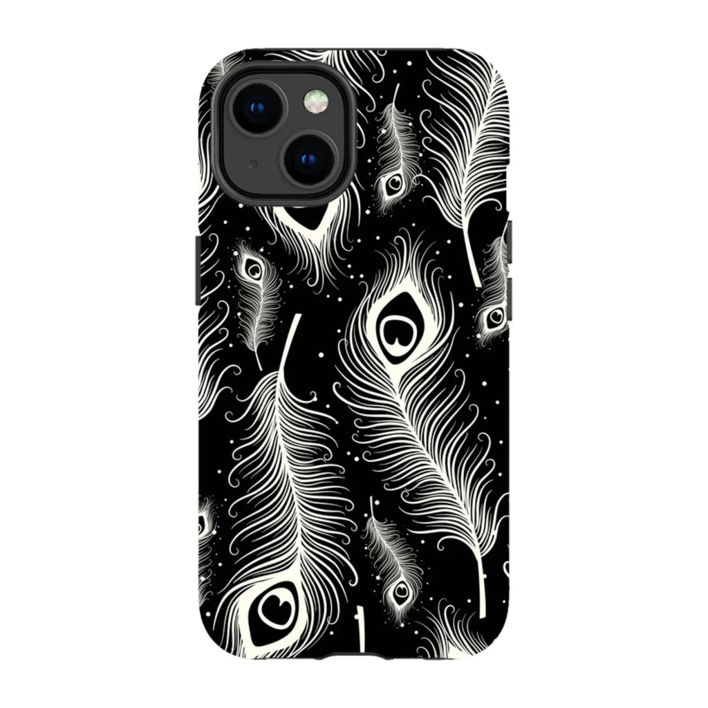 Feathers in Bloom Black — iPhone 14 Tough Case — Finnaij