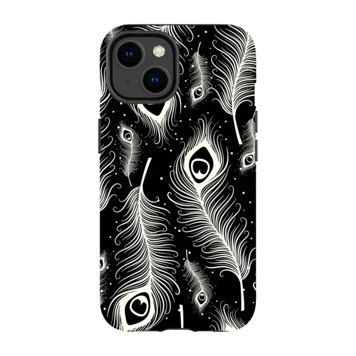 Feathers in Bloom Black — iPhone 14 Tough Case — Finnaij