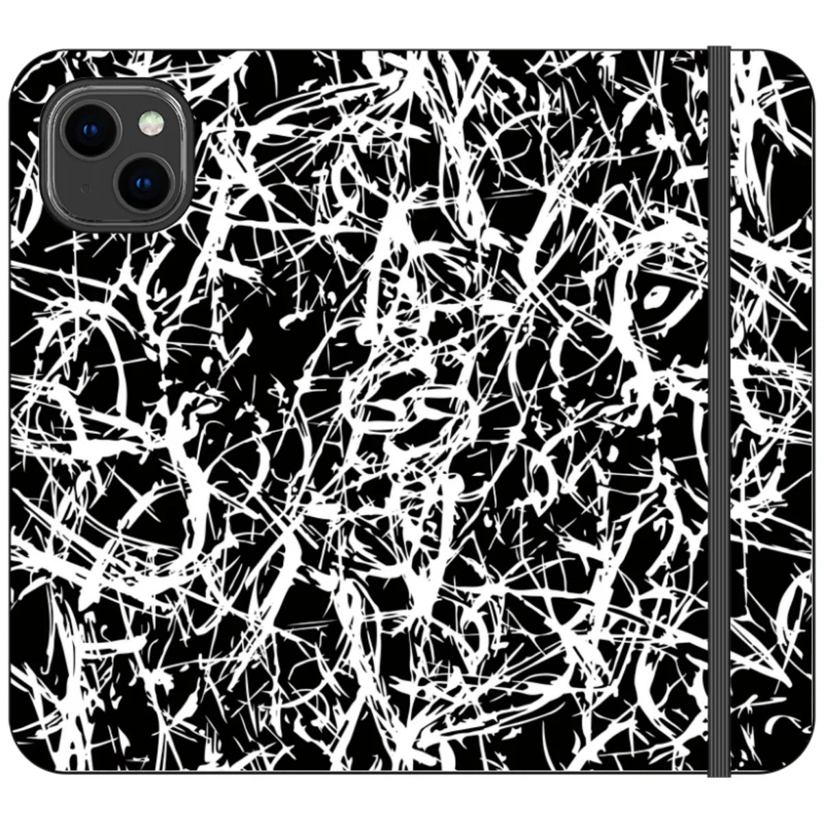 Black-White Grunge — iPhone 14 Plus Wallet Case — Finnaij