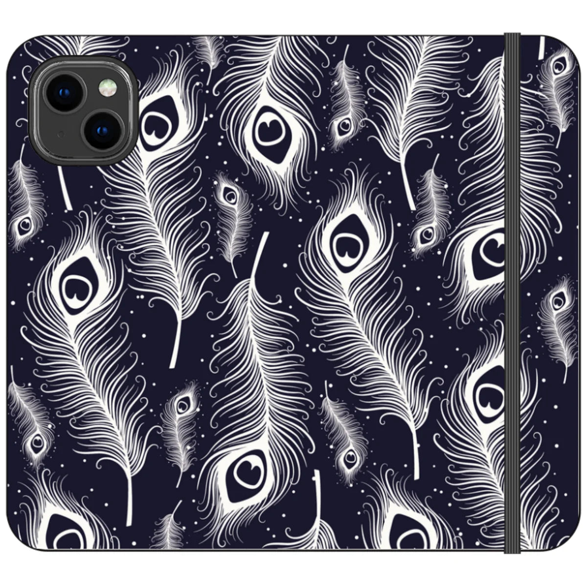 Feathers in Bloom Vegan Leather — iPhone 14 Plus Wallet Case — Finnaij