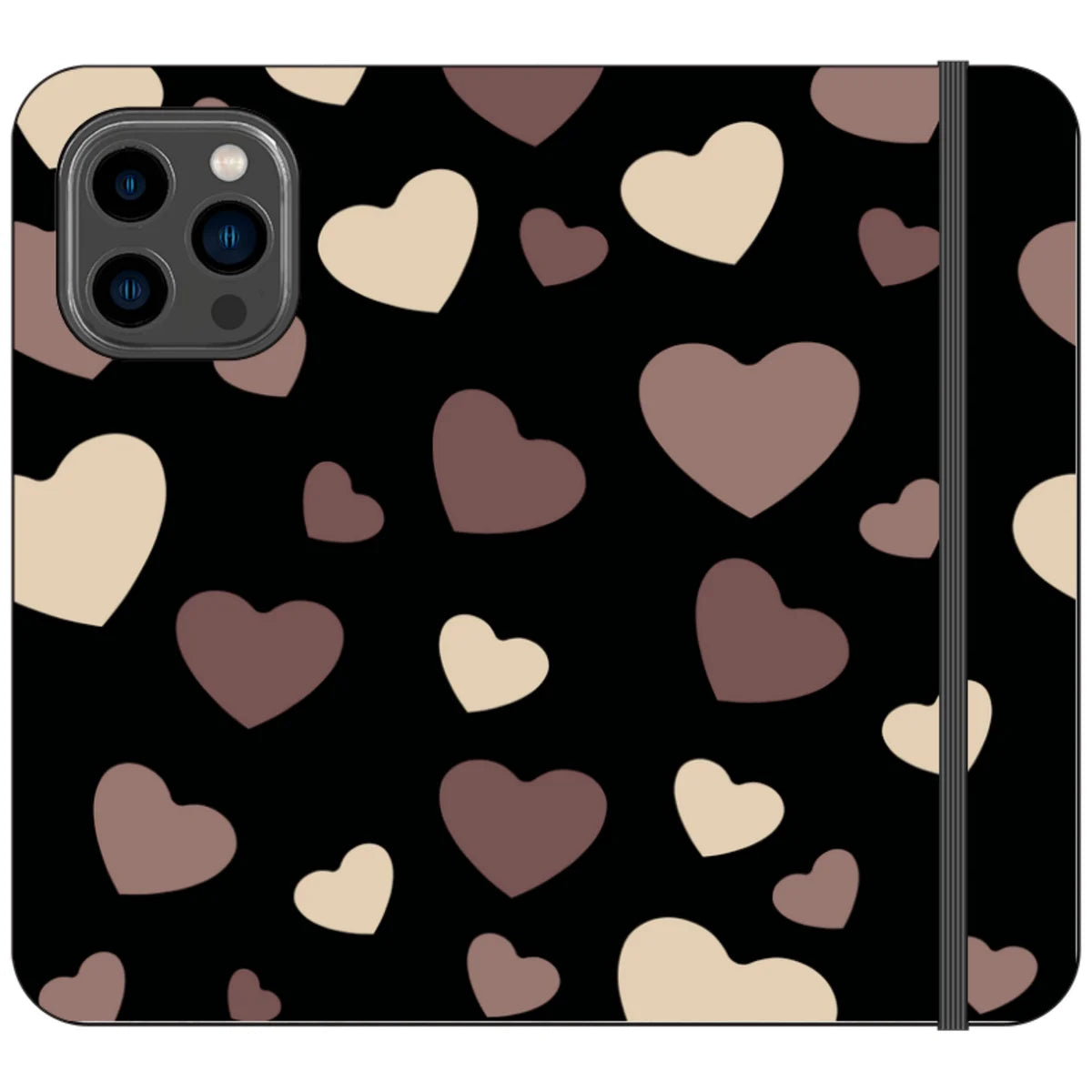 White & Black Hearts Vegan Leather — iPhone 14 Pro Max Wallet Case — Finnaij