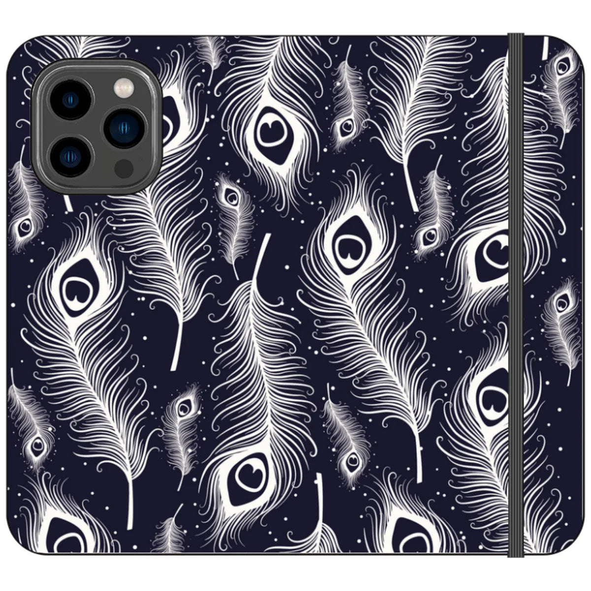 Feathers in Bloom Vegan Leather — iPhone 14 Pro Max Wallet Case — Finnaij