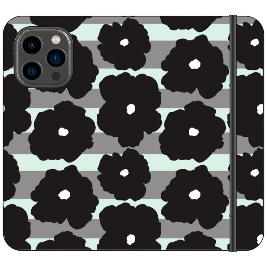 Bold Floral Black — iPhone 14 Pro Max Wallet Case — Finnaij