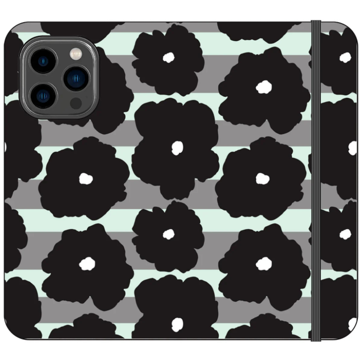 Bold Floral Black — iPhone 14 Pro Max Wallet Case — Finnaij