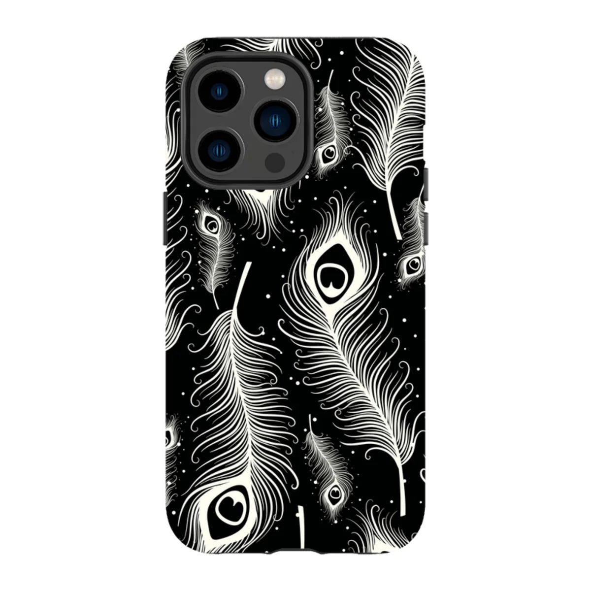 Feathers in Bloom Black — iPhone 14 Pro Max Tough Case — Finnaij