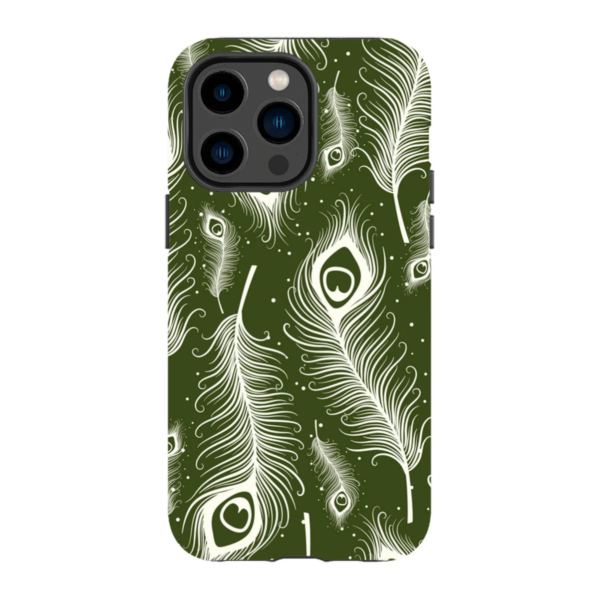 Feathers in Bloom Army Green — iPhone 14 Pro Max Tough Case — Finnaij