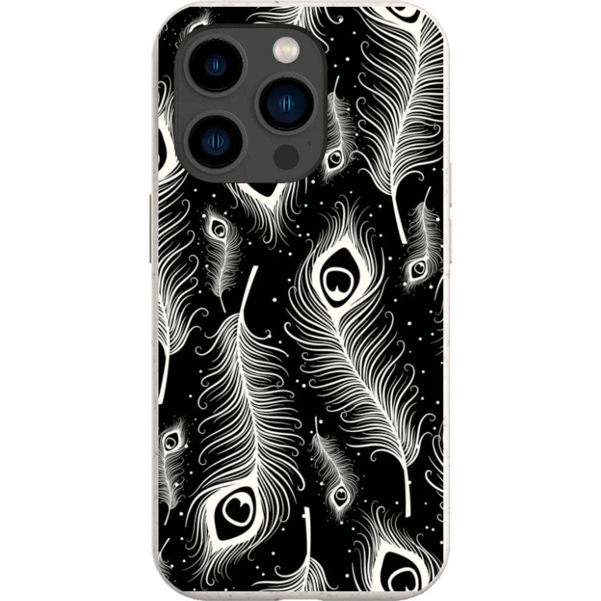 Feathers in Bloom Black — iPhone 14 Pro iPhone Bio-degradable Case — Finnaij
