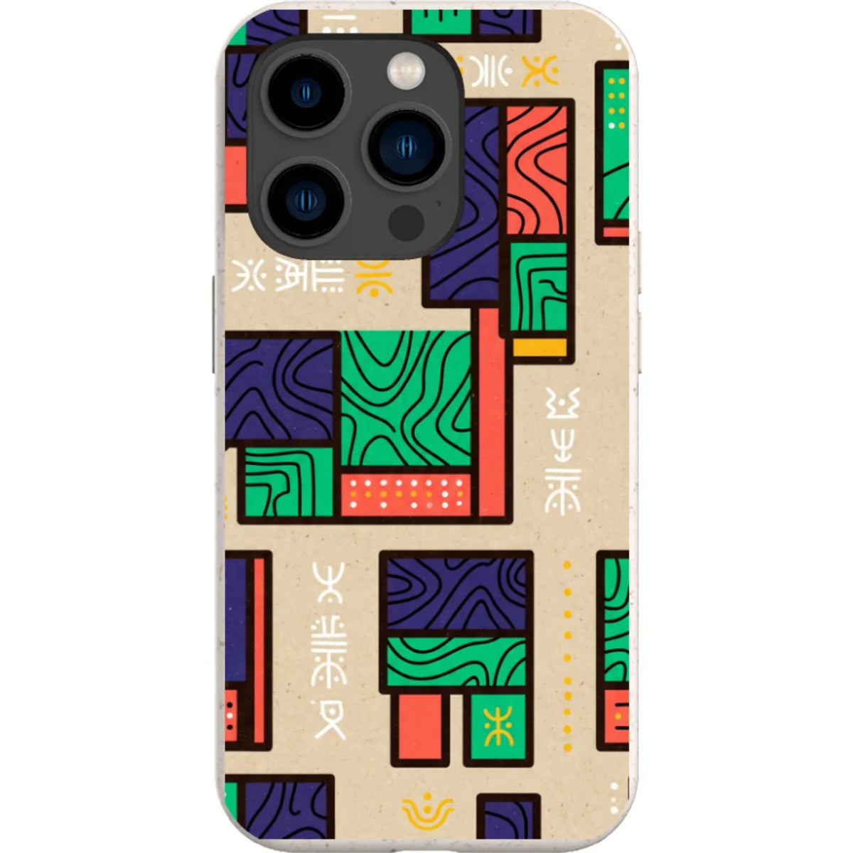 Ankara Blocks on Sand by Ada Okoye — iPhone 14 Pro iPhone Bio-degradable Case — Finnaij